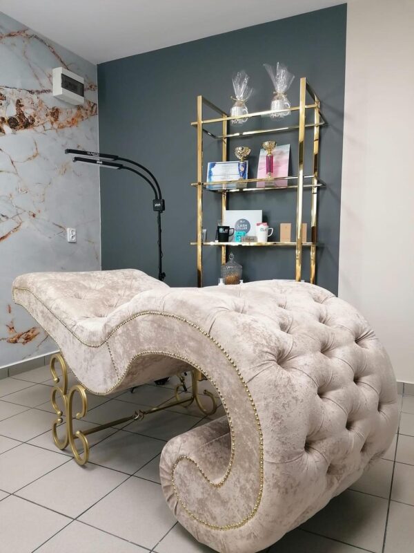 royal beauty parlor marble beige gold bed 1 łóżko kosmetyczne glamour
